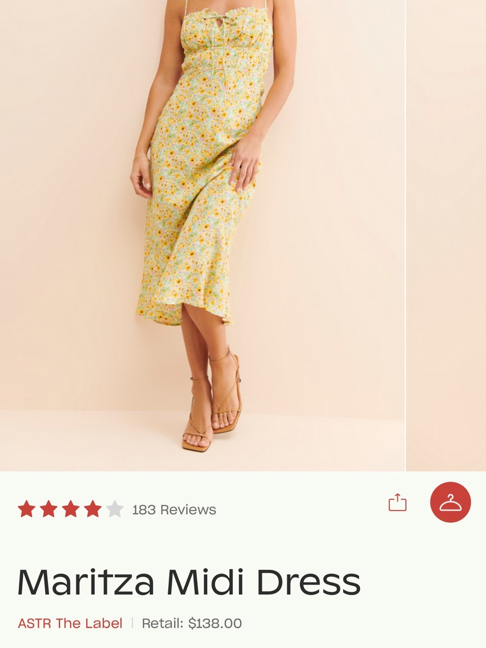 Astr Yellow Floral Midi Dress